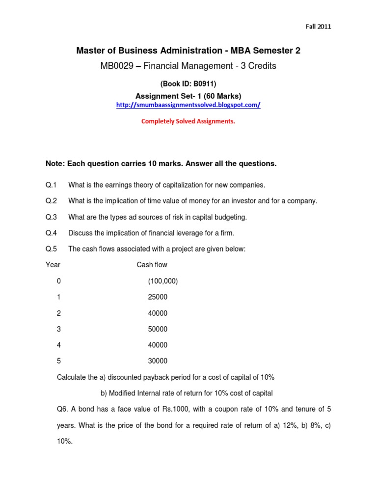 MB0029 | PDF | Career & Growth | Finance & Money Management