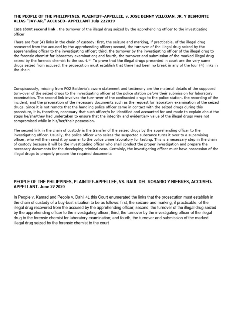 Jurisprudence Regarding Drug Cases PDF