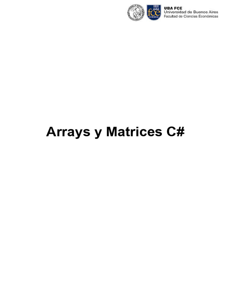 Arrays y Matrices C# | PDF