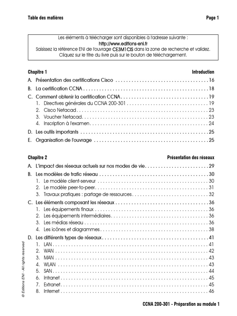 Table des matieres pdf