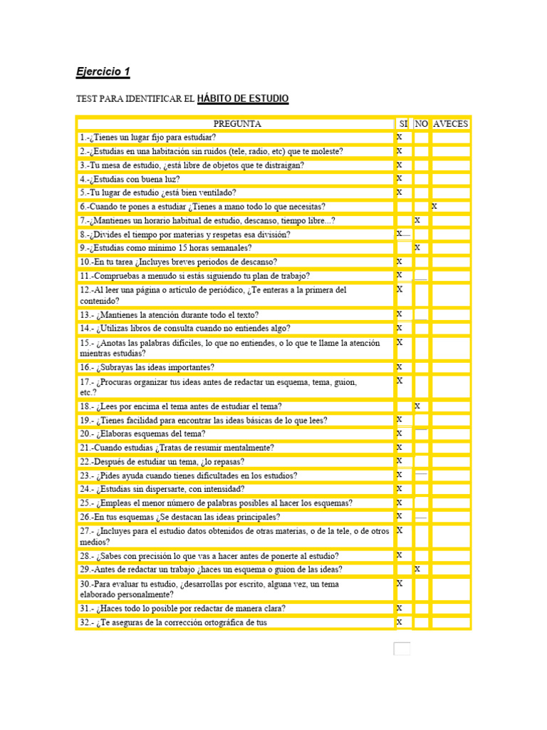 Test de Hábitos de Estudio Efectivos | PDF