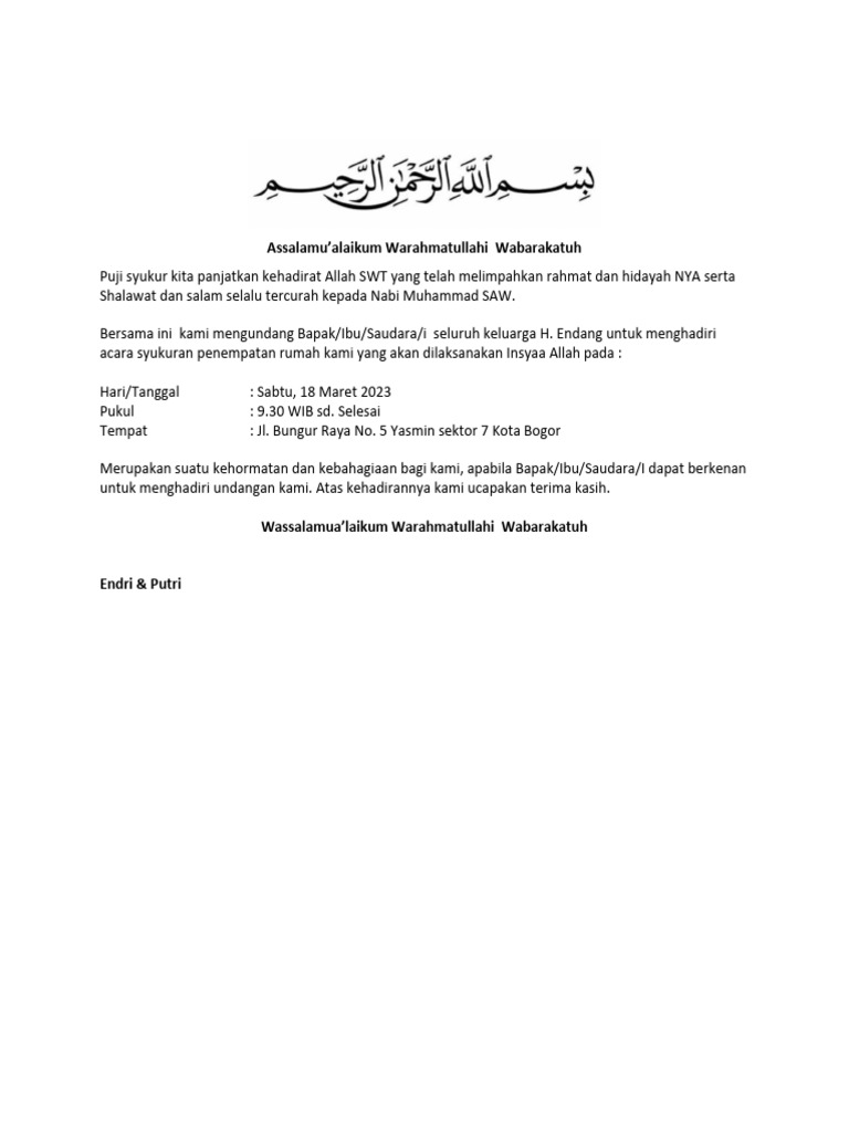 Undangan Syukuran Rumah | PDF