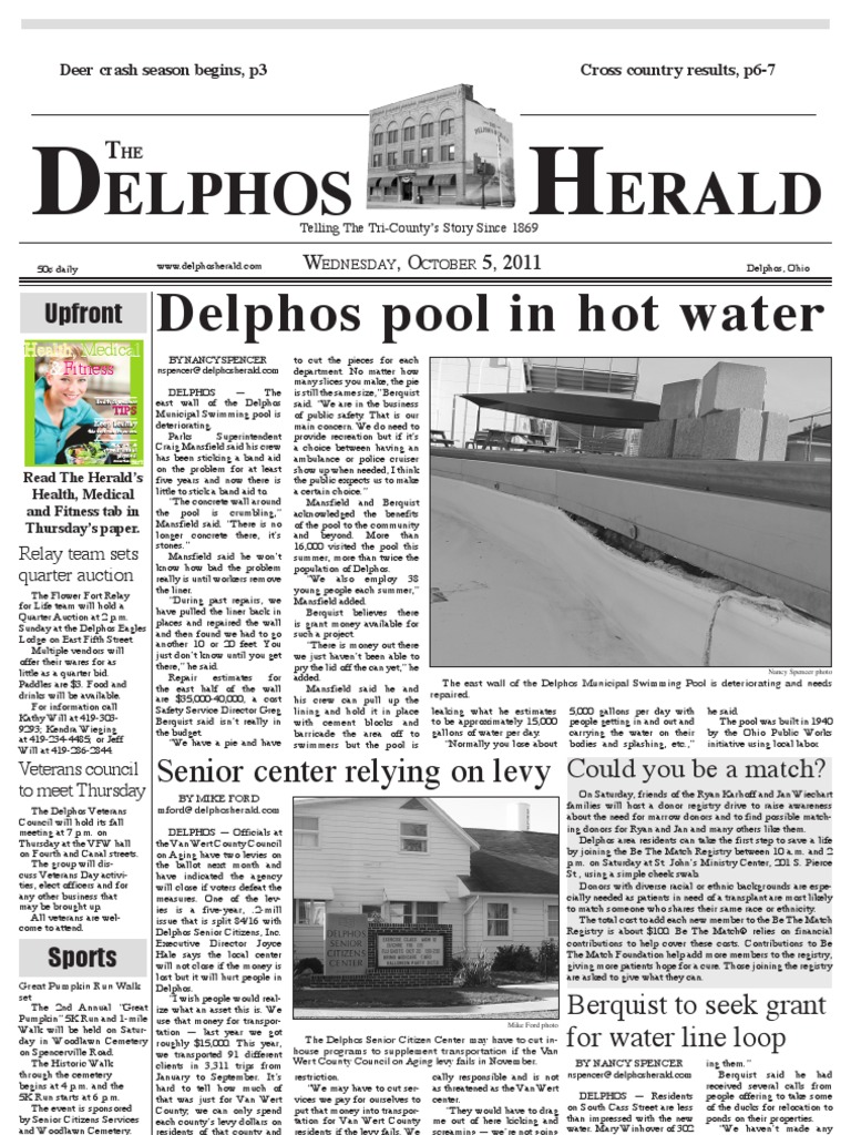 Delphos Pool in Hot Water Elphos Erald PDF Wellness Medical