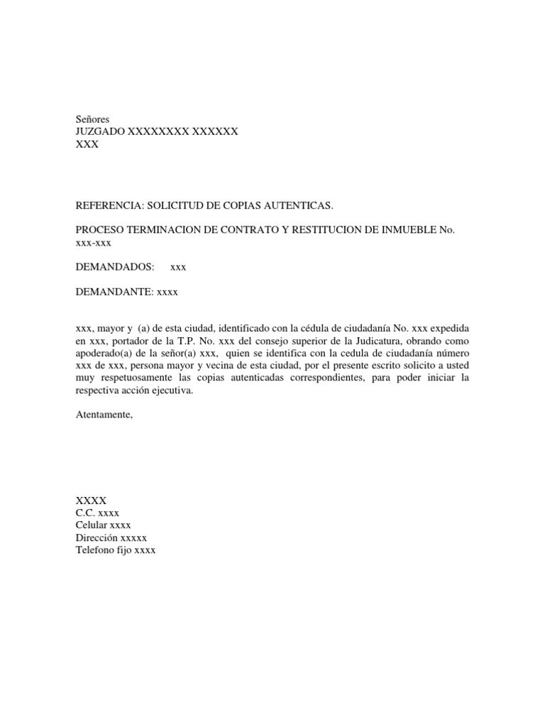 Modelo Solicitud Copias Autenticas