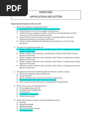 EXERCISE Application Job Letter