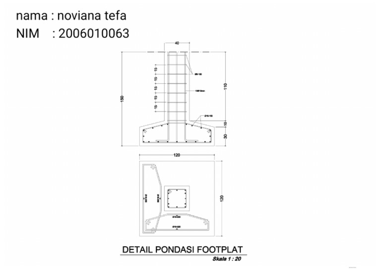 Noviana Teva (Tugas Detail Tulangan Footplat) | PDF