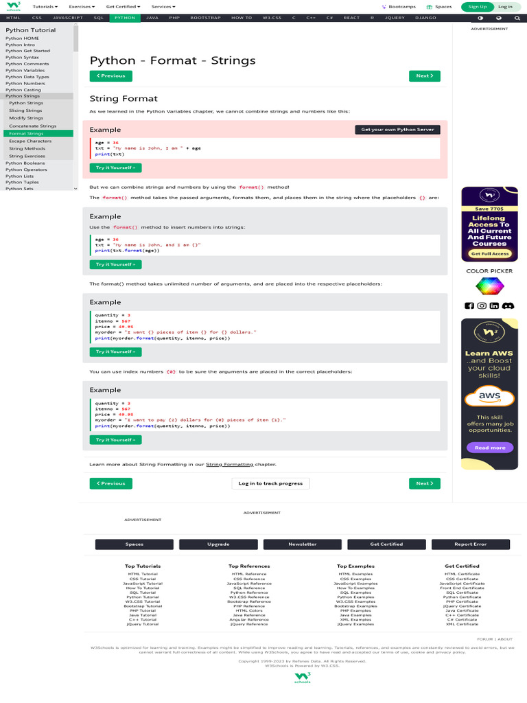 Python - Format Strings | PDF