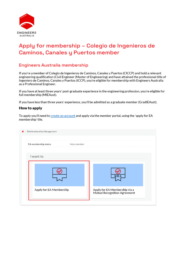 Apply Engineers Australia Membership Ciccp Member | PDF