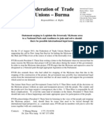 2011 Oct 06 FTUB Suggests That The Myitsone Area Be Designated As National Park - All Must Be Ready For International Liti