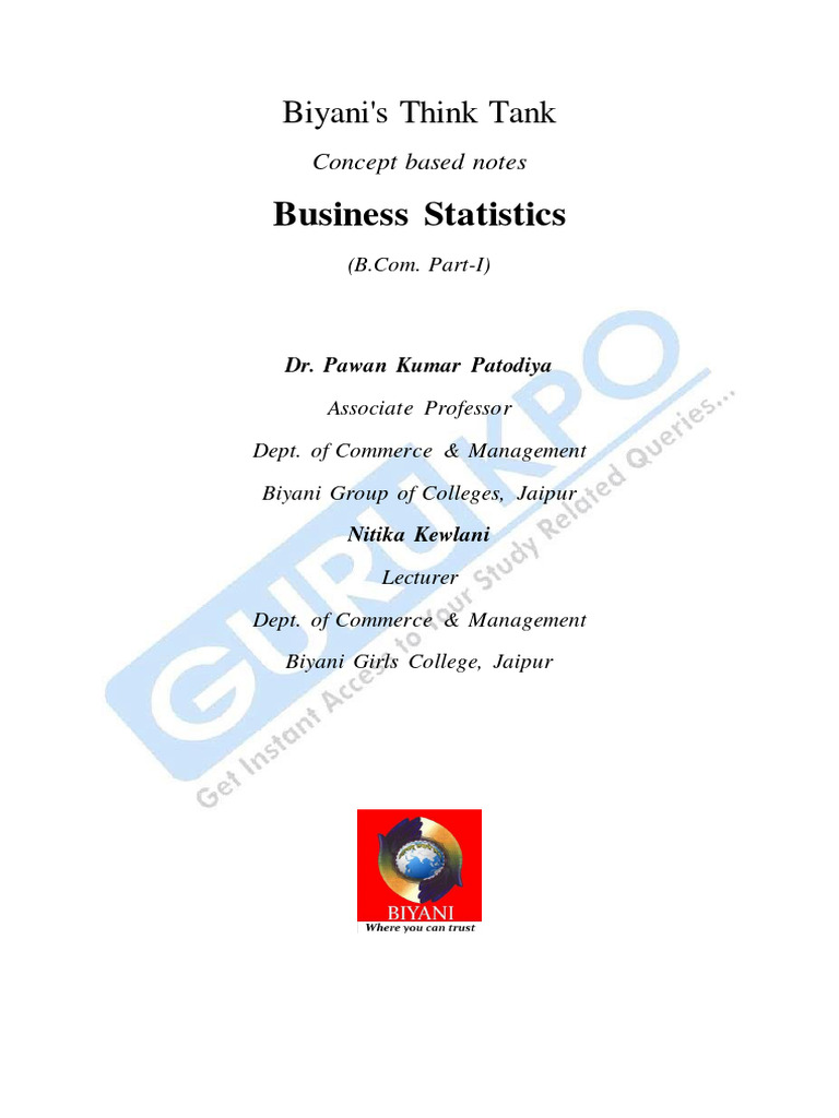 Business Statistics (B.com) P 1 | PDF | Mean | Statistics