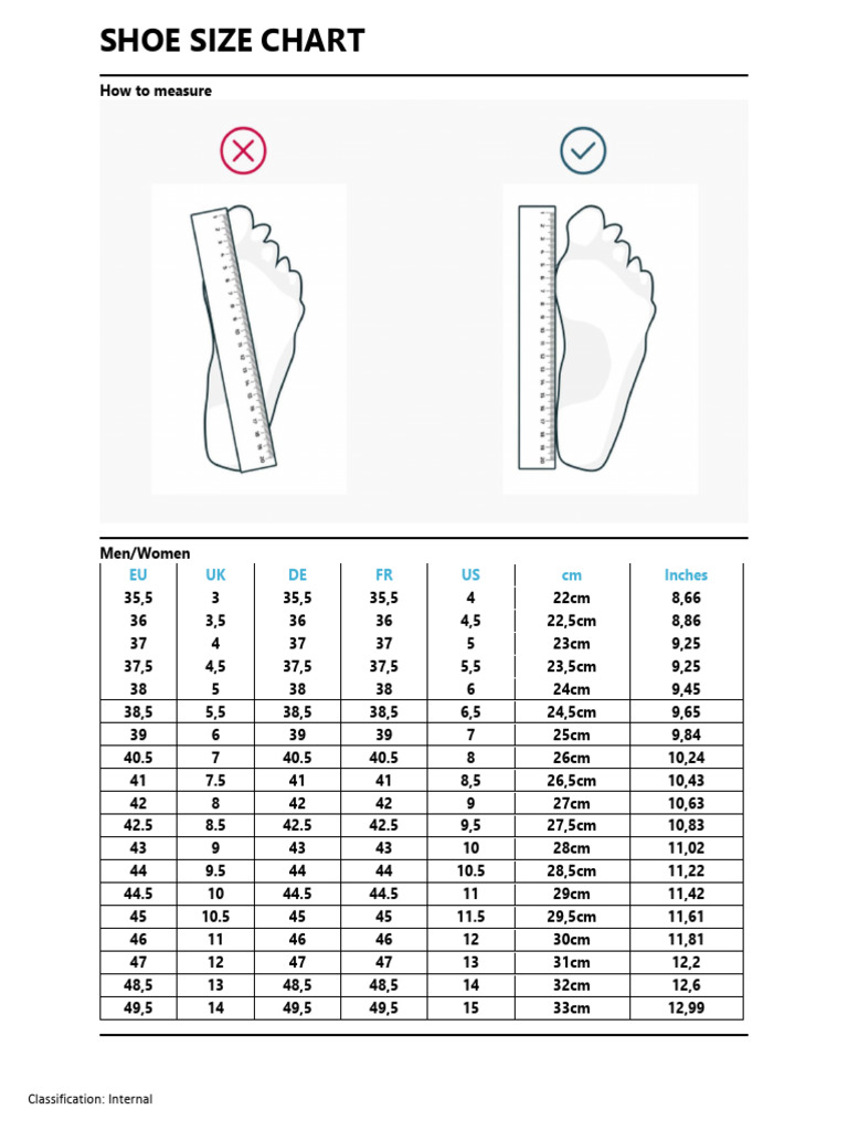 Shoe Size Chart PDF