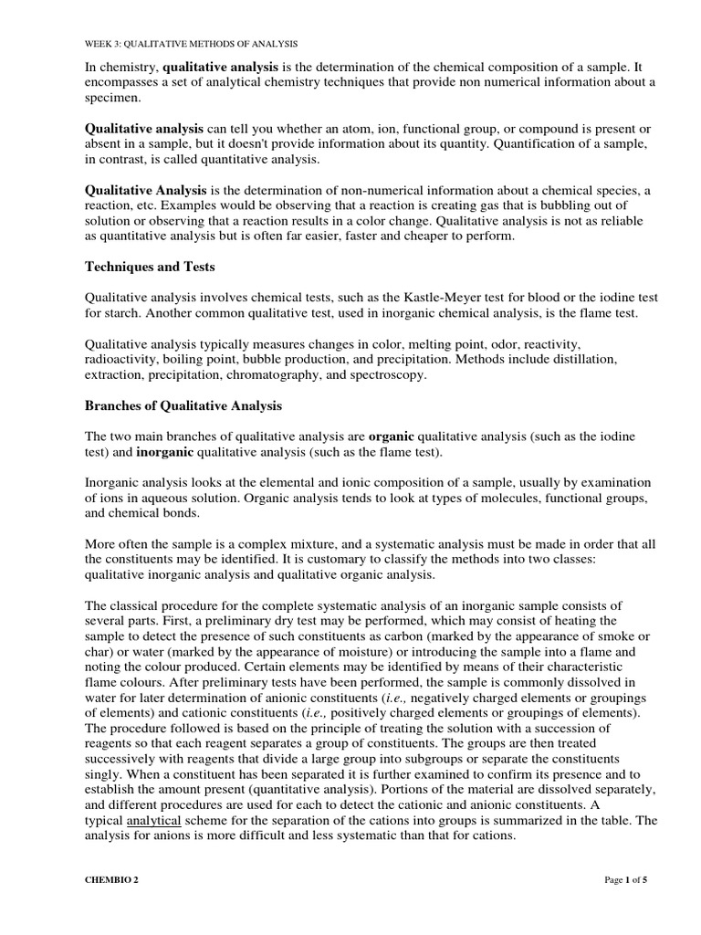 Qualitative Analysis in Chemistry | PDF | Science & Mathematics