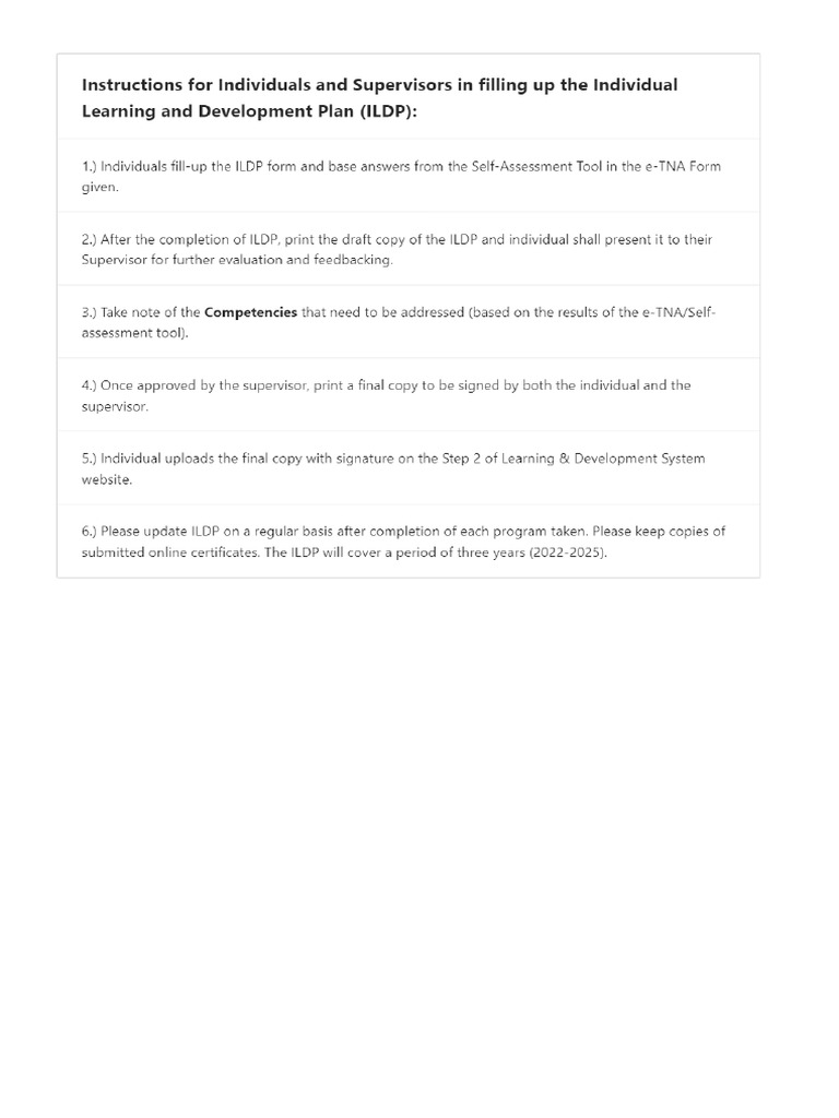 ILDP Form | PDF