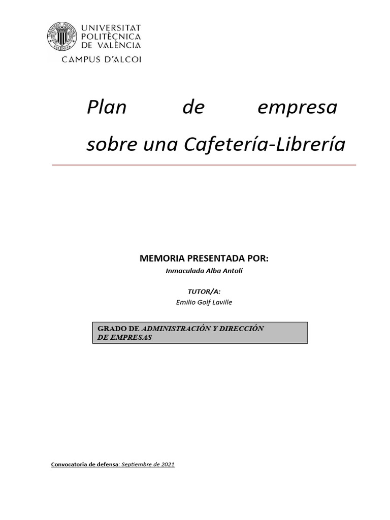 Plan de Empresa para Cafetería-Librería Cofeek | PDF | Business | España