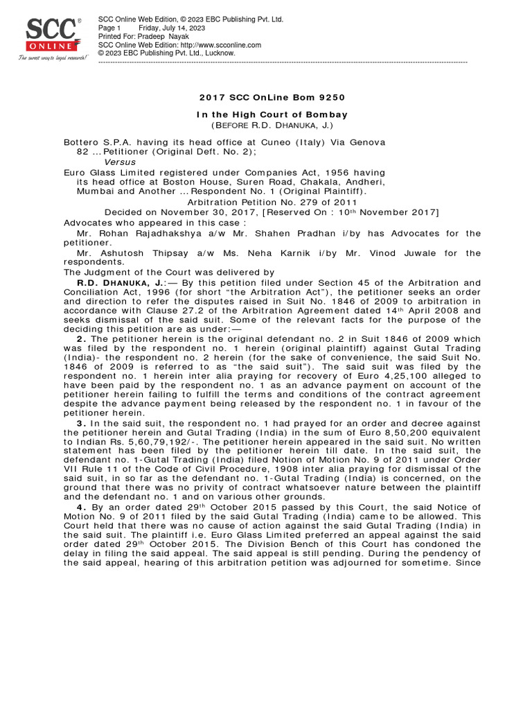 Bottero s p a v euro glass ltd 2017 scc online bom 9250 pdf