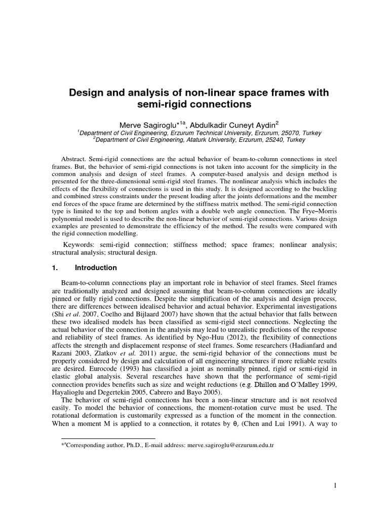 Nonlinear Analysis of Semi-Rigid Frames | PDF | Bending | Structural ...