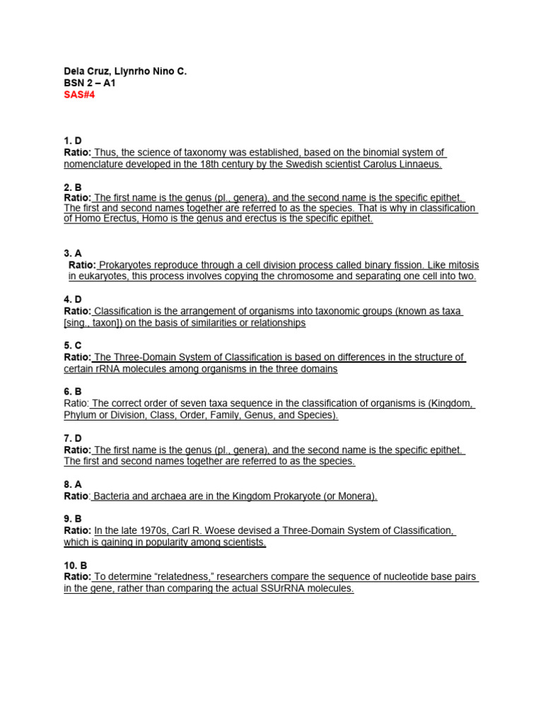 Taxonomy and Binomial Nomenclature | PDF