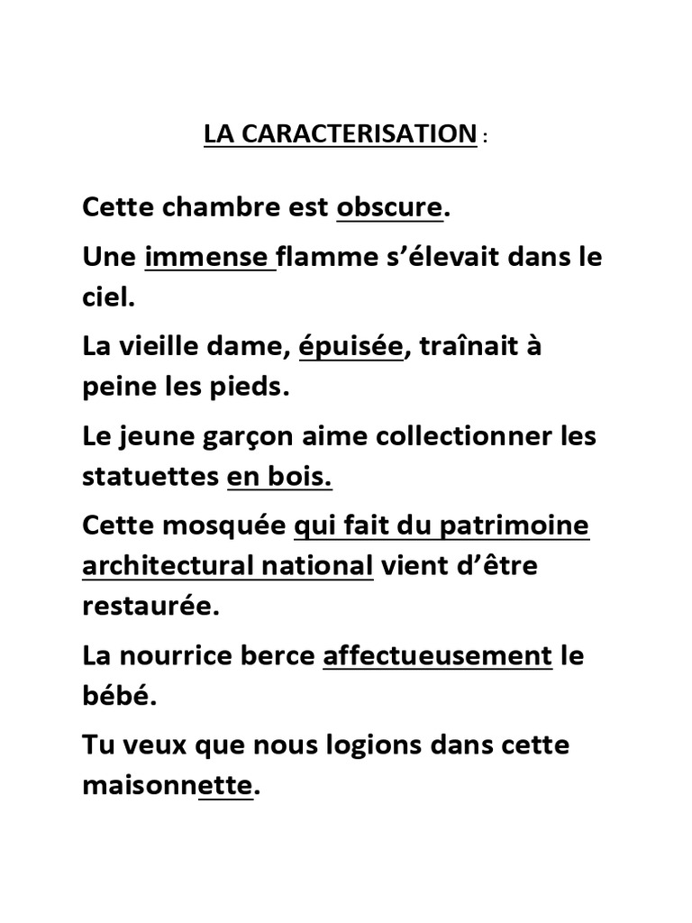 Caractérisation : Techniques et Exemples | PDF