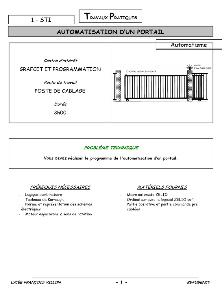 Automatisation D'Un Portail: Grafcet Et Programmation | PDF
