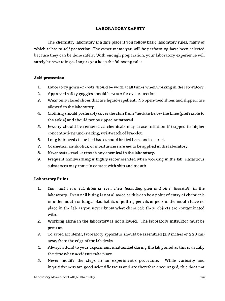 Chemistry Laboratory Safety PDF