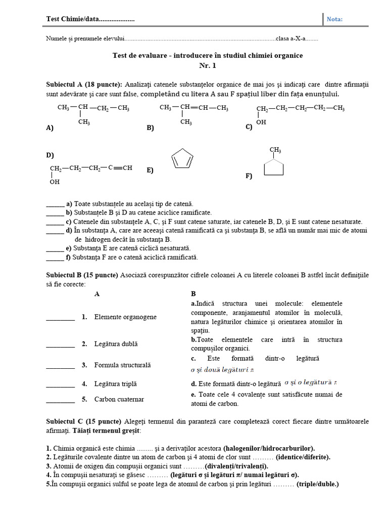 10 Test Structuracompusilororganicix | PDF