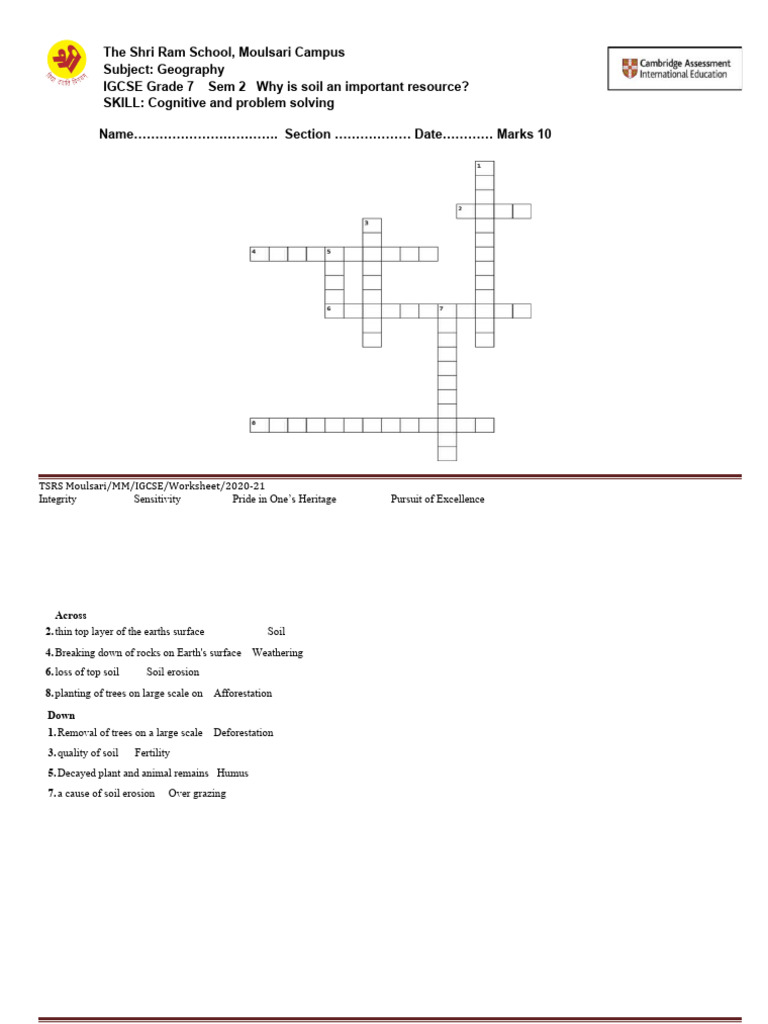 IG 7 Sem 2 Ws Soil Crossword ONLINE PDF IG 7 Sem 2 Ws Soil Crossword ONLINE PDF