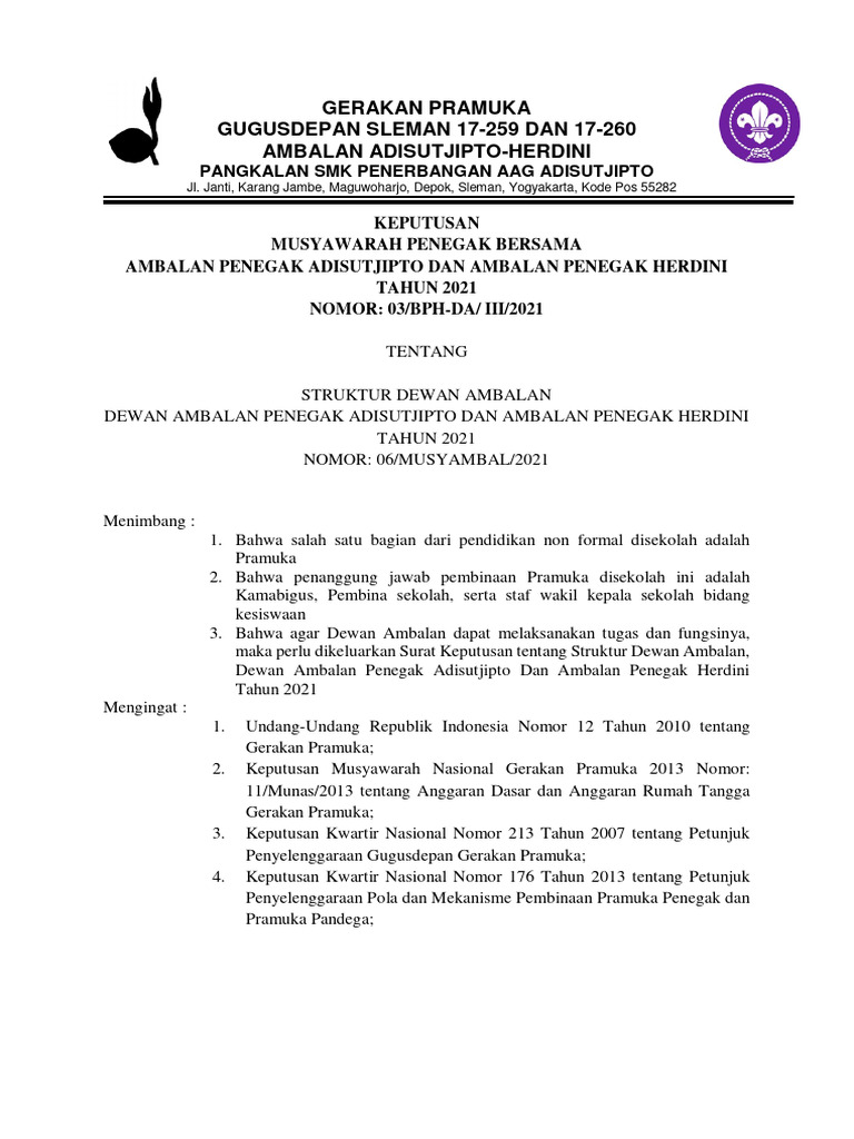 Sk-Susunan Dewan Ambalan 2021 | PDF