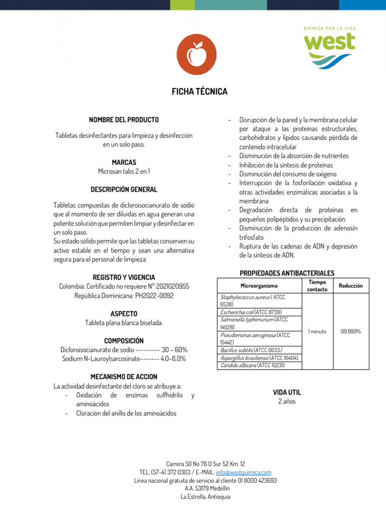 Pastillas Microsan: Limpieza y Desinfección | PDF