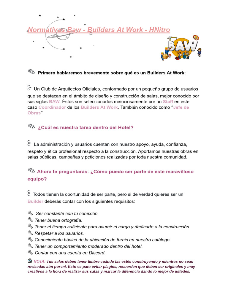 Normativas Baw - Builders at Work - HNitro | PDF