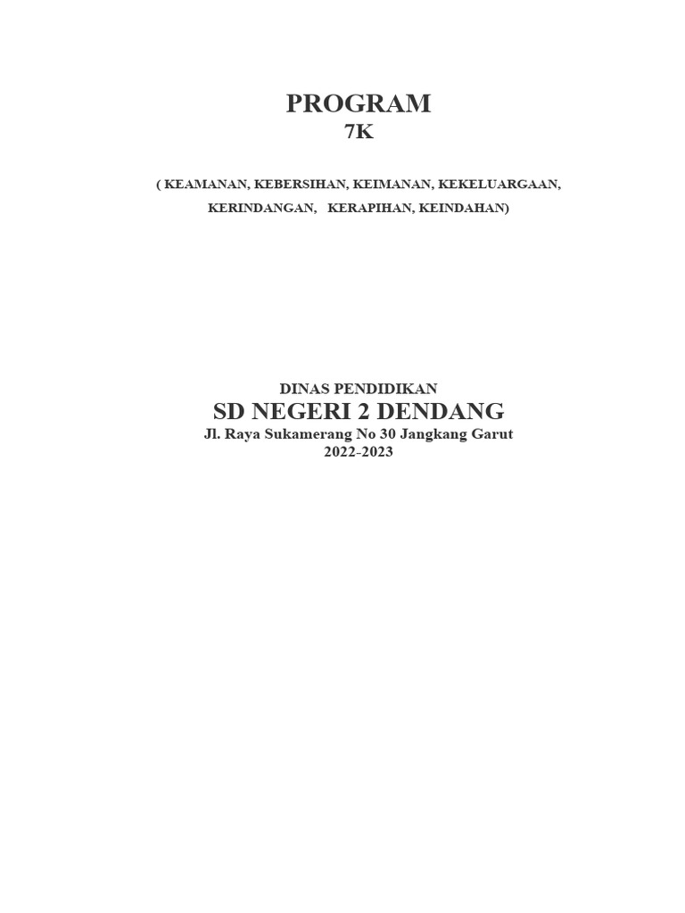 Program 7K untuk Sekolah Berkualitas | PDF