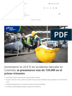 Aumentaron en 22,4 % Los Accidentes Laborales en Colombia - Se Presentaron Más de 136.000 en El Primer Trimestre - Ccs - Org.co