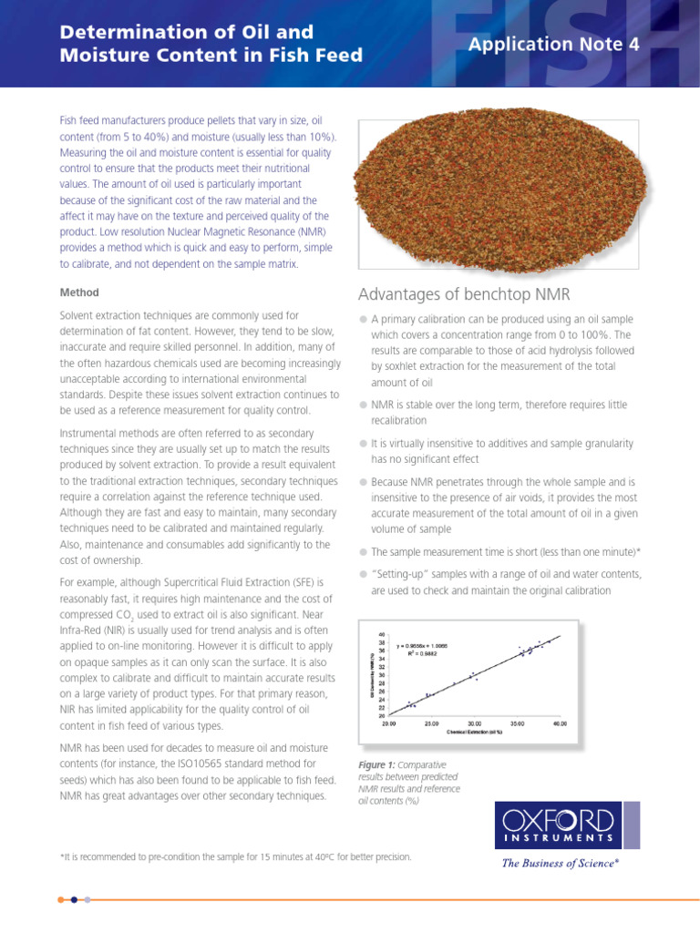 Determination of Oil and Moisture Content in Fish Feed | PDF