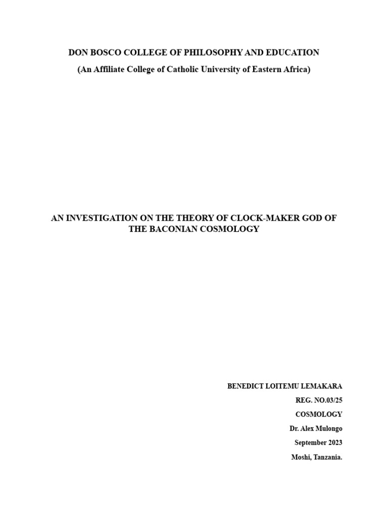 Don Bosco College Of Philosophy And Education Pdf God Universe