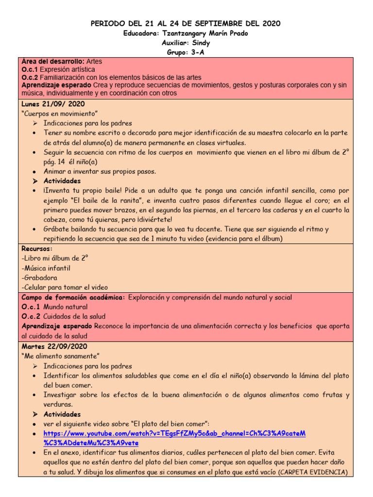 Actividades educativas del 21 al 25 de septiembre | PDF | Bailes