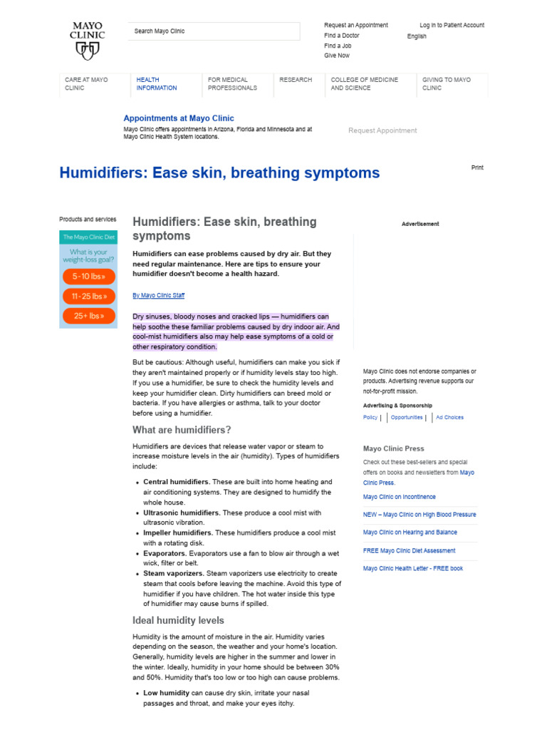 Humidifiers_ Ease skin, breathing symptoms Mayo Clinic PDF