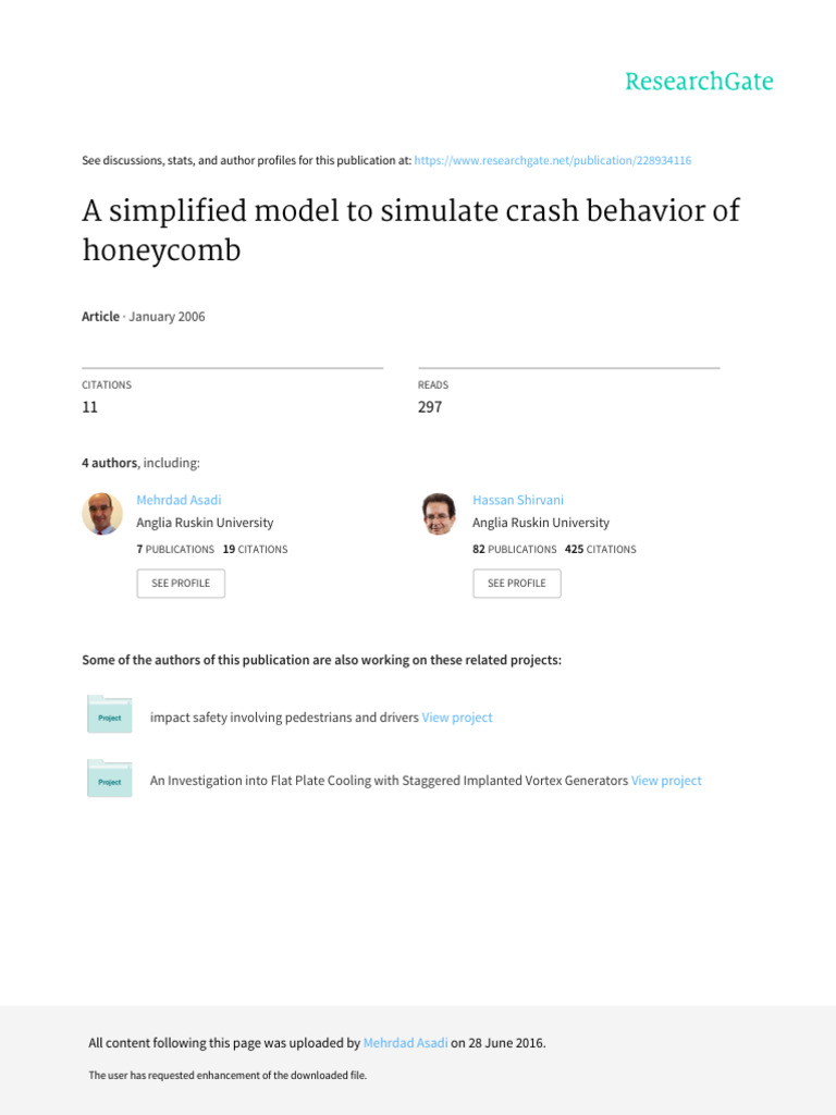 Image showcasing A Simplified Model To Simulate Crash Behavior of Honeycomb | Download ...