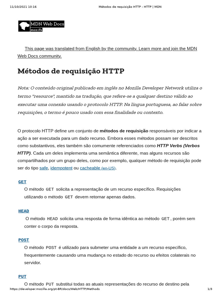Métodos de Requisição HTTP | PDF | Arquitetura de computadores ...