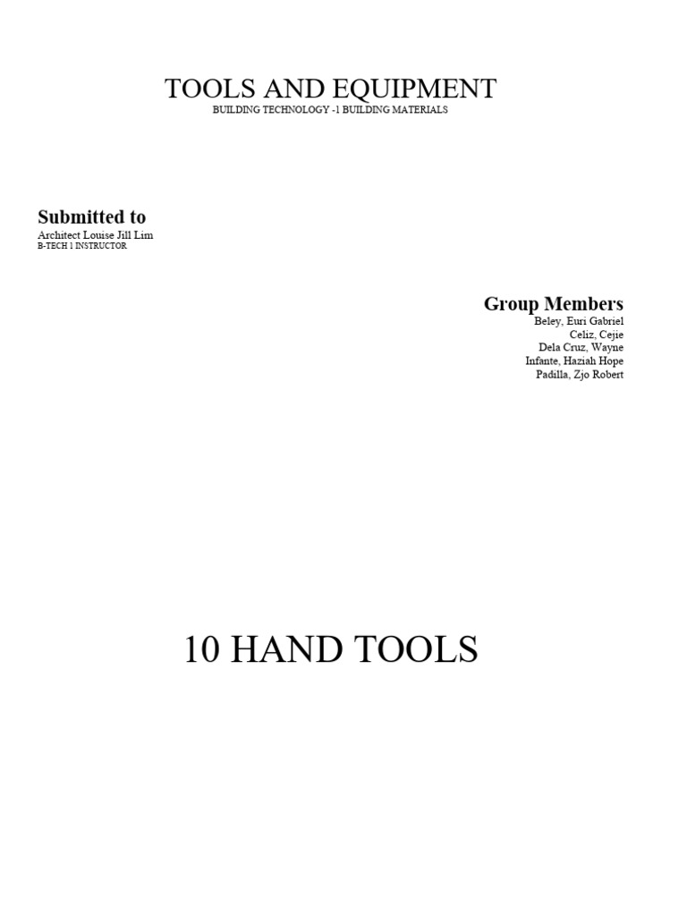 Tools and Equipment | PDF