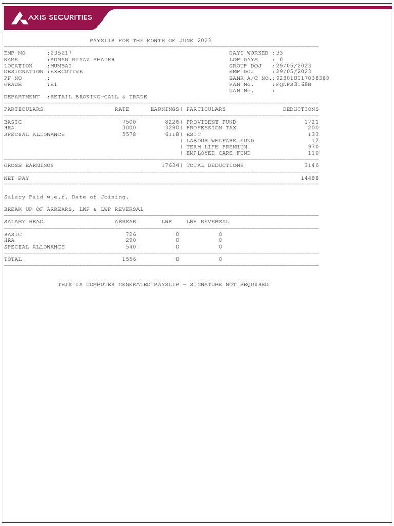 Salary Slip - Adnan Shaikh | PDF | Government Finances | Taxes