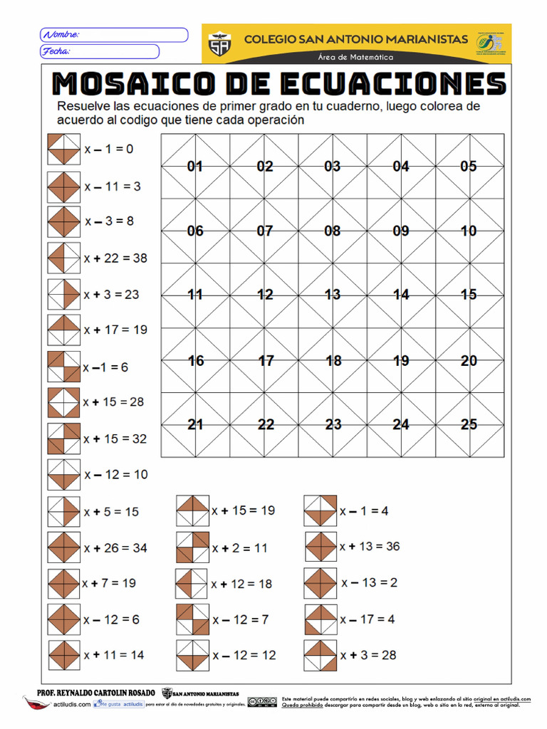 Mosaico de Ecuaciones | PDF