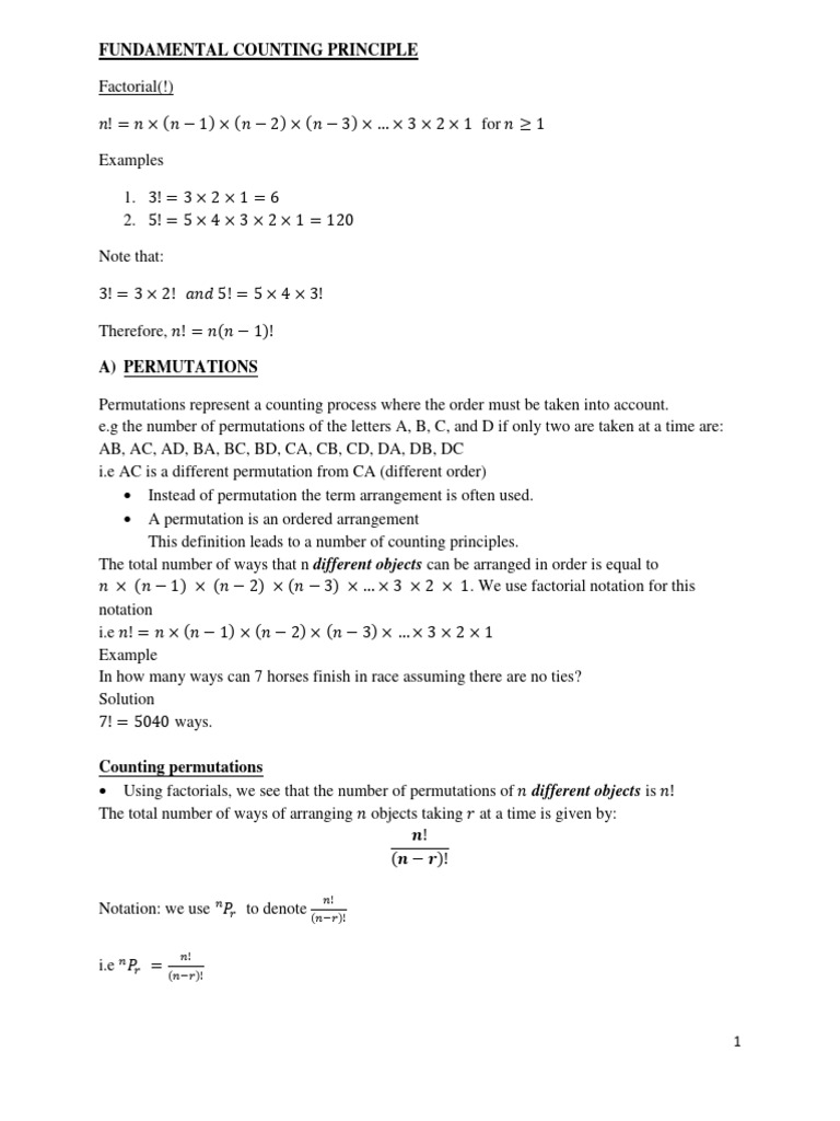 Permutation Counting Principle