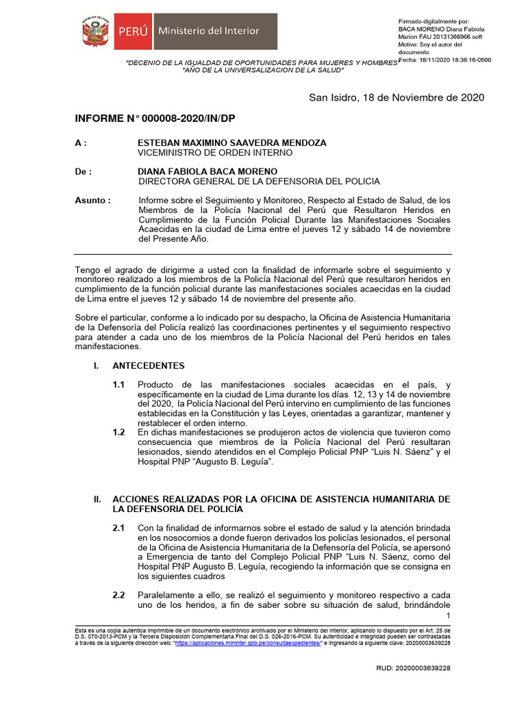 INFORME 000008-2020_IN_DP | PDF | Hospital | Policía