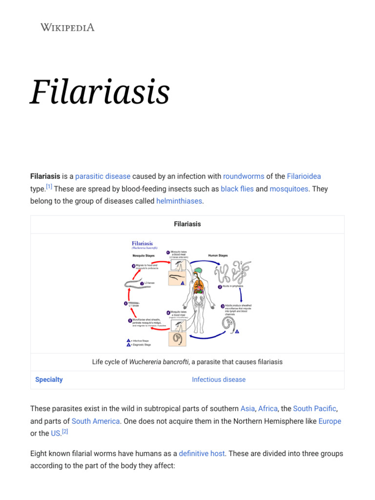 Filarial Parasite Life Cycle Overview | PDF | Clinical Medicine ...