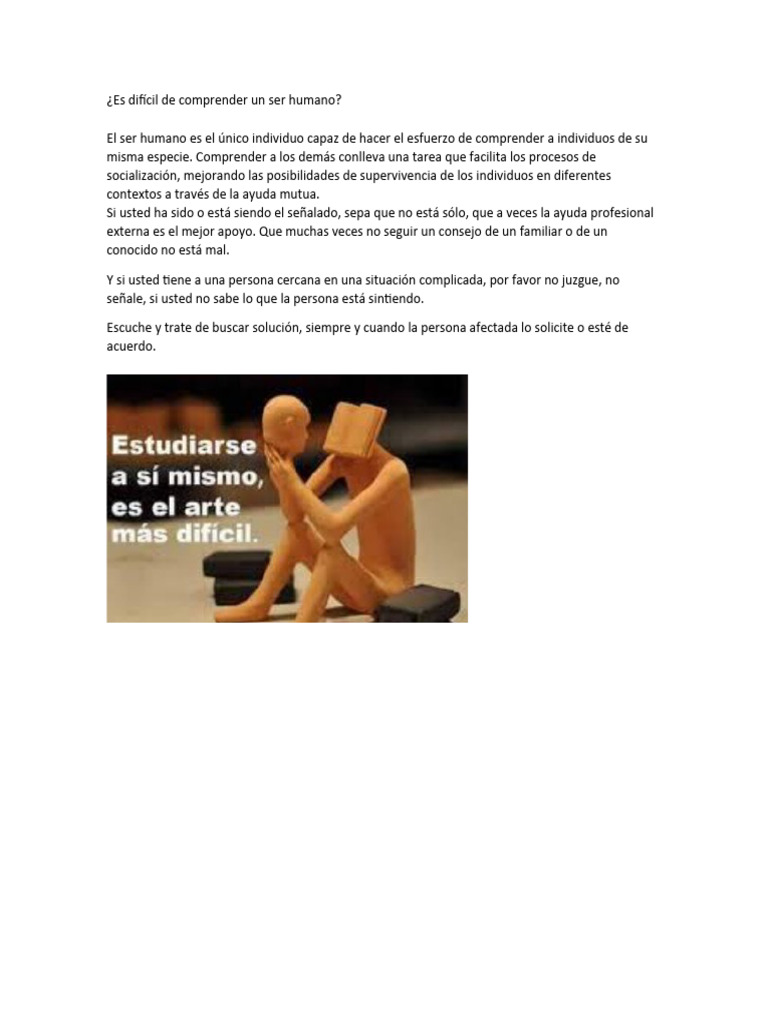 Es Difícil de Comprender Un Ser Humano | PDF | Estilo de vida