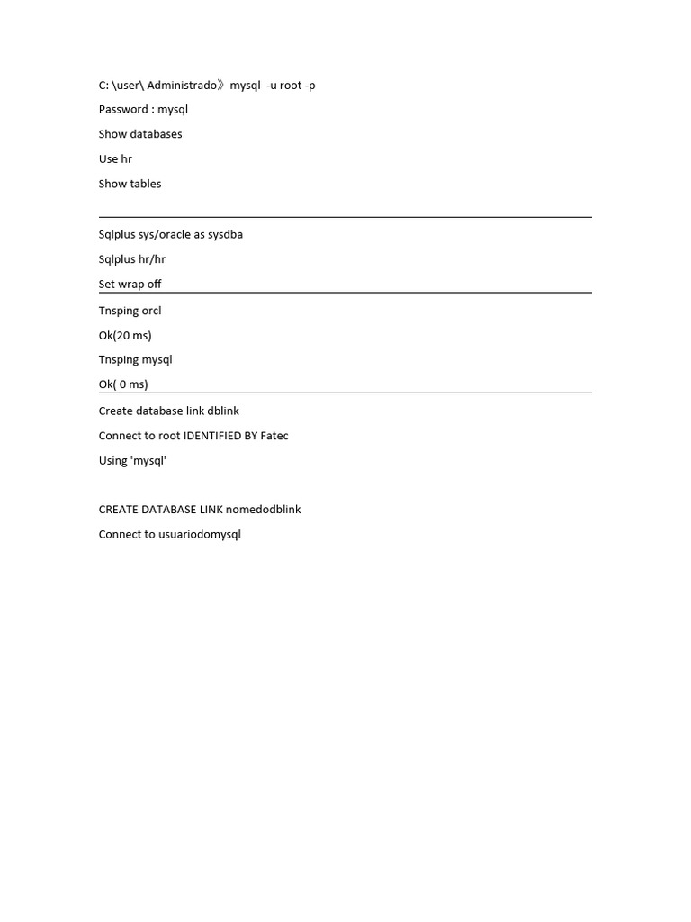 MySQL and Oracle Database Link Setup | PDF