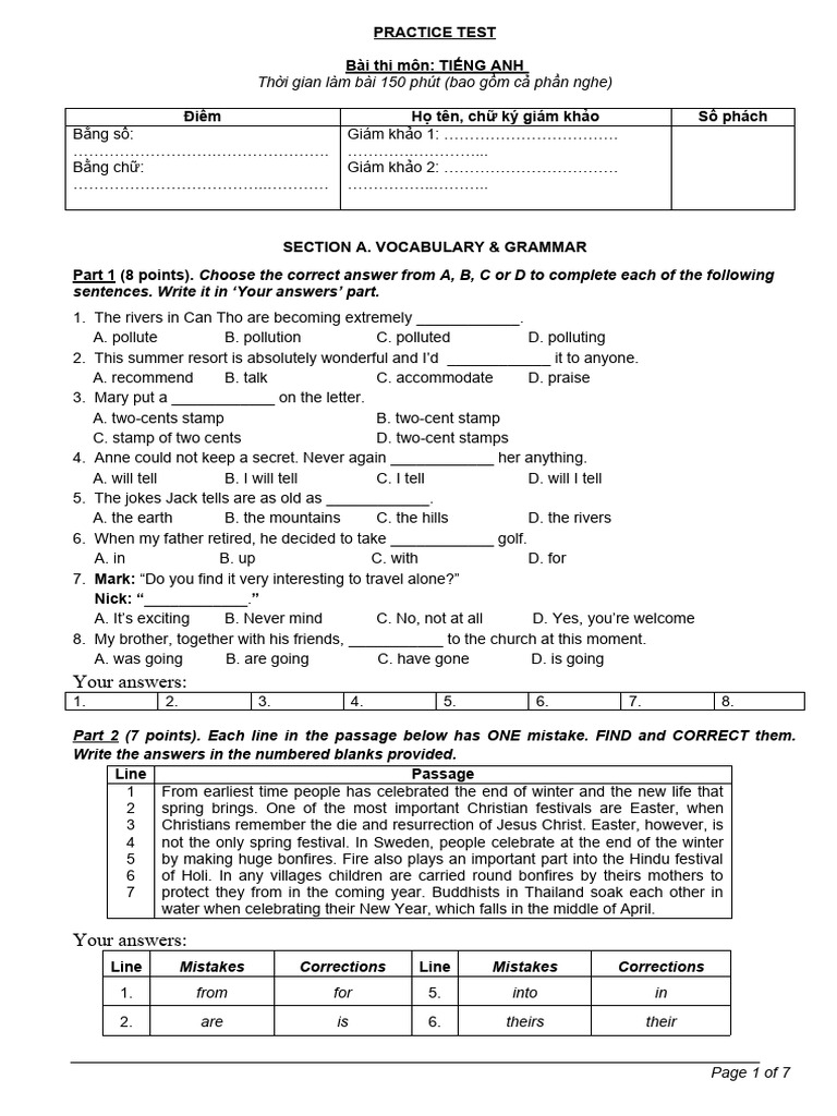 Practice Test 2 | PDF | Foreign Language Studies