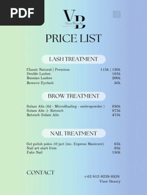 Blue Minimalist Price List Beauty Salon Price List UK A5
