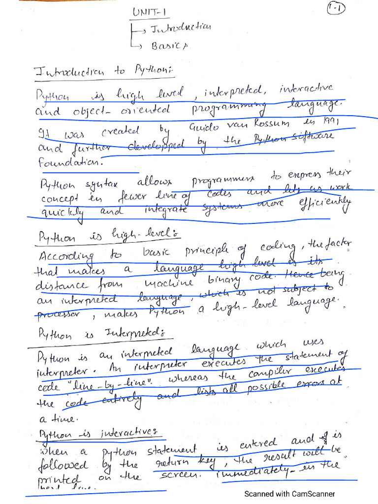 Python Programming Hand Written Notes | PDF