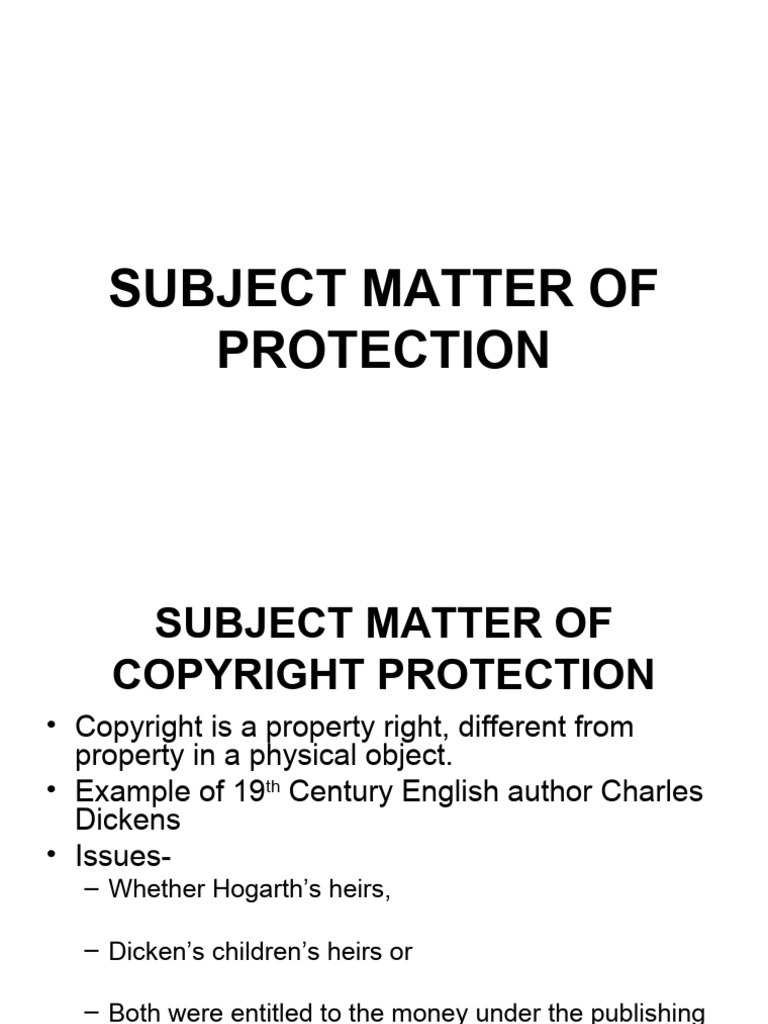 Subject Matter of Protection | PDF