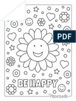 Flower Coloring Pages Happy Smiley Flower For Kids
